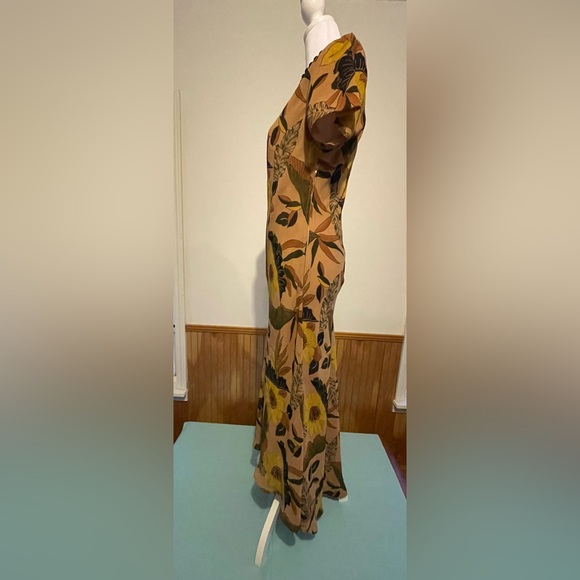 Vintage Brown Floral Dress, Label: A Wild Thyme, Sz 6 - Picture 9 of 16